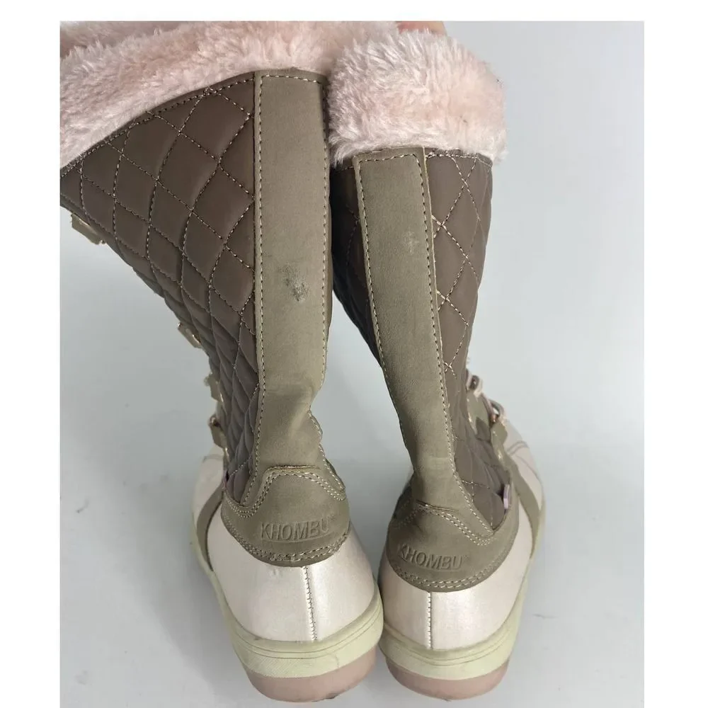 Khombu Pink Brown Tall Zip Winter Boot Girls 5